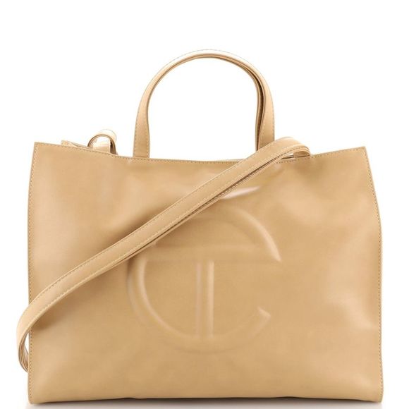 Telfar Handbags - Telfar Shopping Tote Faux Leather Medium Neutral
